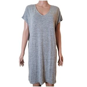Daily Ritual Heather Gray V-Neck Knit T-Shirt Dress sz M Lagenlook Athleisure